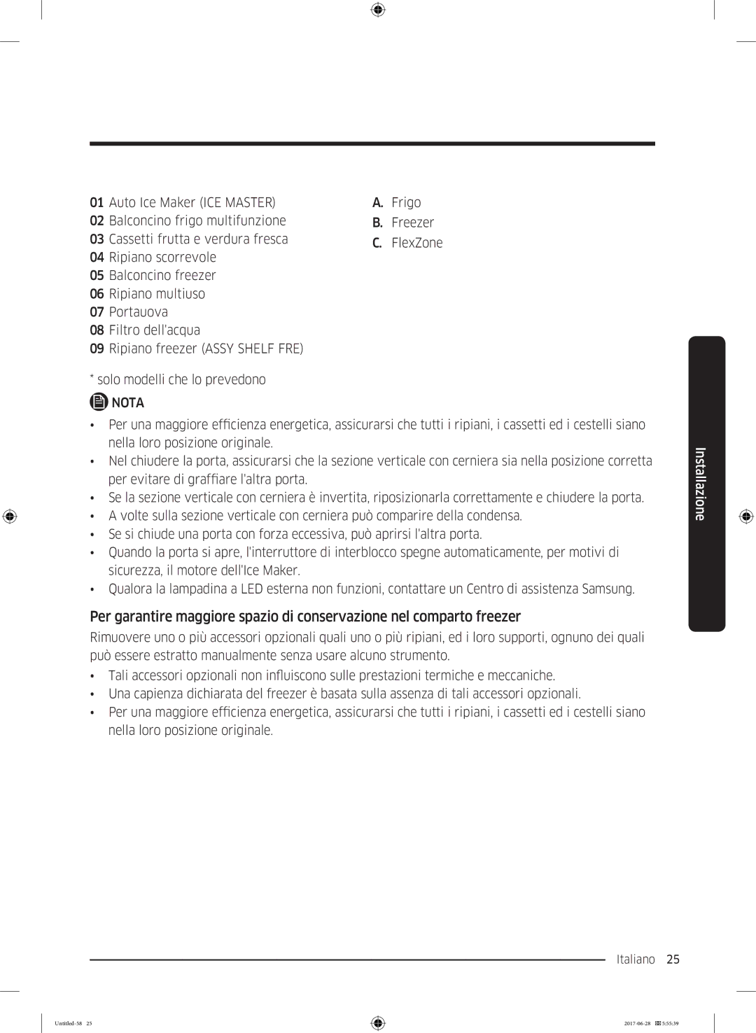 Samsung RF56K9041SR/ES manual Italiano 25  